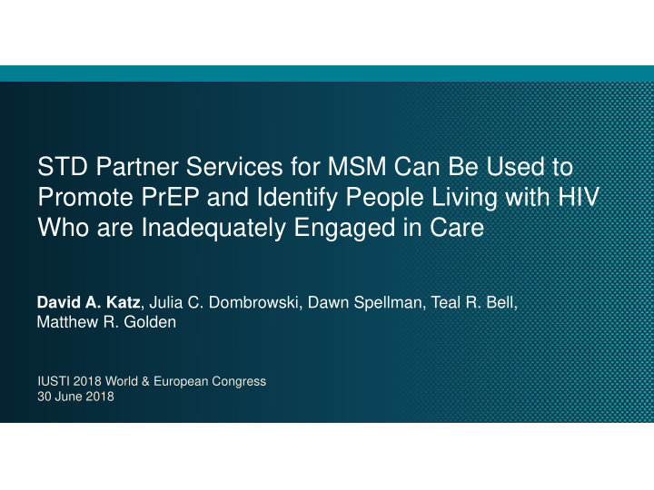 std partner services for msm can be used to promote prep