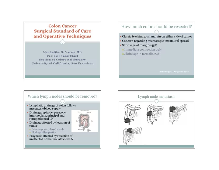 how much colon should be resected surgical standard of