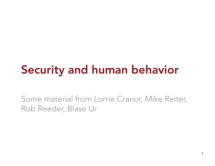 security and human behavior
