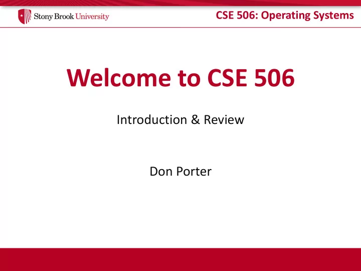 welcome to cse 506