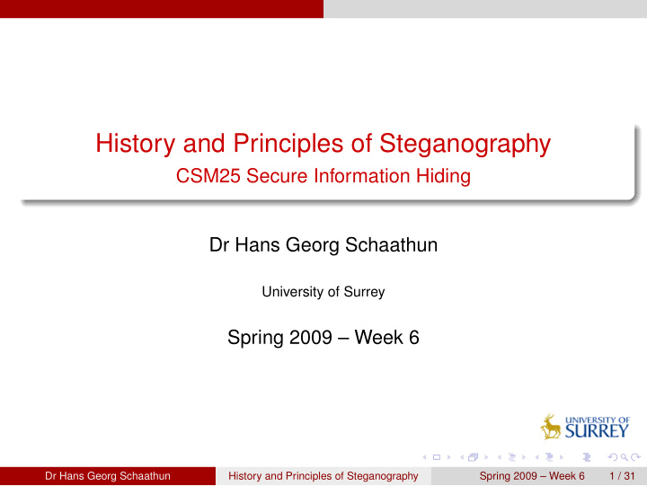 history and principles of steganography