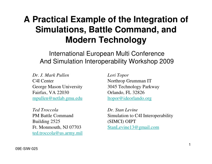 a practical example of the integration of simulations