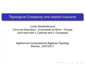Topological Complexity and related invariants  Lucile Vandembroucq  Centro de Matem  atica -