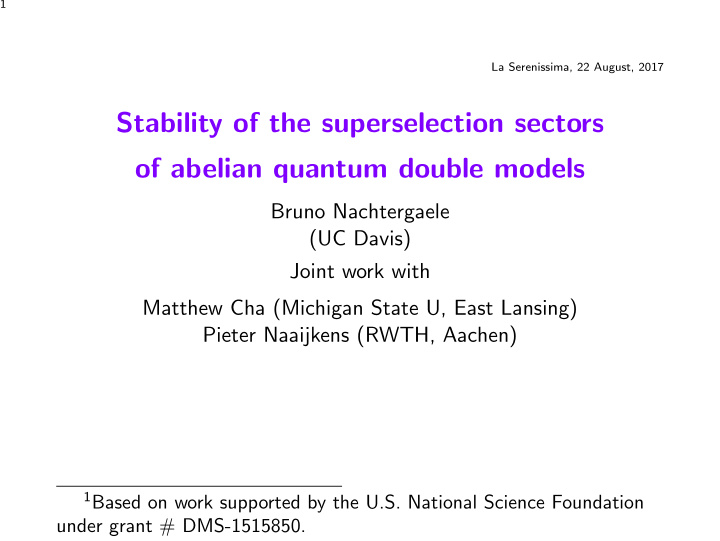 stability of the superselection sectors of abelian