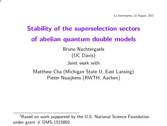 Stability of the superselection sectors  of abelian quantum double models  Bruno Nachtergaele  (UC