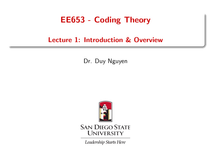 ee653 coding theory