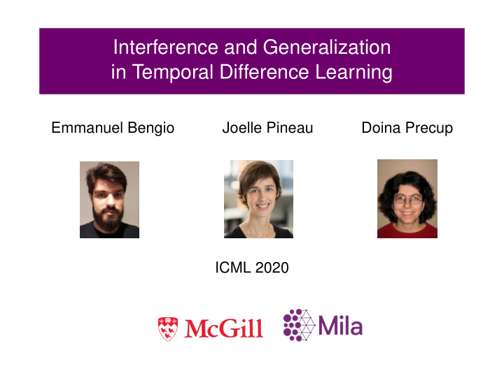 interference and generalization in temporal difference