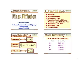 c  +      =    Diffusion  Diffusion  2 6.82  10 -6  v  c  D  c 10 -1    Equation