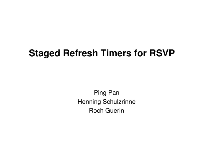 staged refresh timers for rsvp