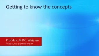 Getting to know the concepts  Prof.dr.ir. M.P.C. Weijnen  Professor, Faculty of TPM, TU Delft