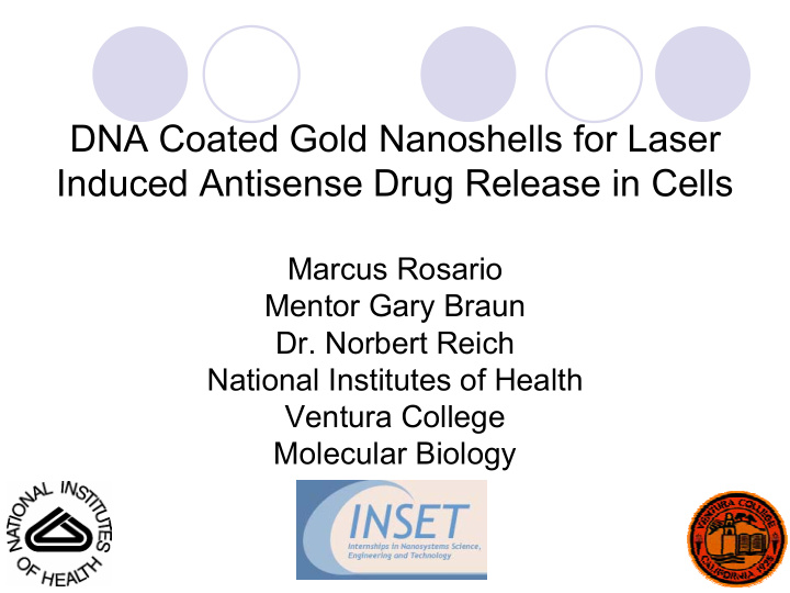 dna coated gold nanoshells for laser induced antisense