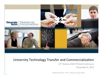 University  Technology  Transfer  and  Commercializa7on   23 rd Na7onal  NSF