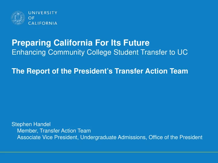 preparing california for its future