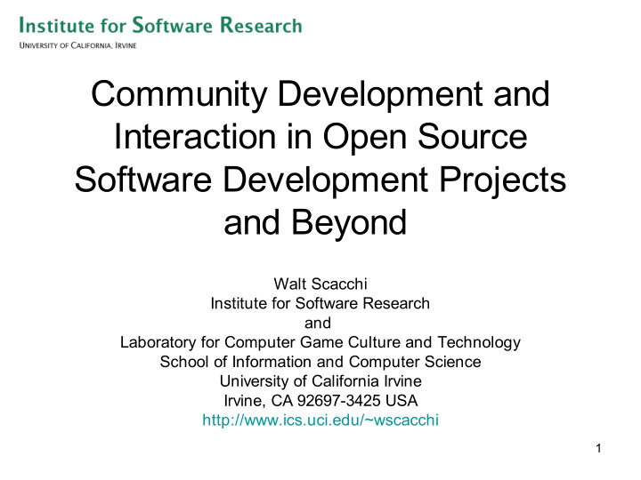 community development and interaction in open source