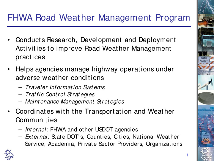 fhwa road weather management program