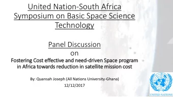 United Nation-South Africa  Symposium on Basic Space Science  Technology  Panel Discussion  on