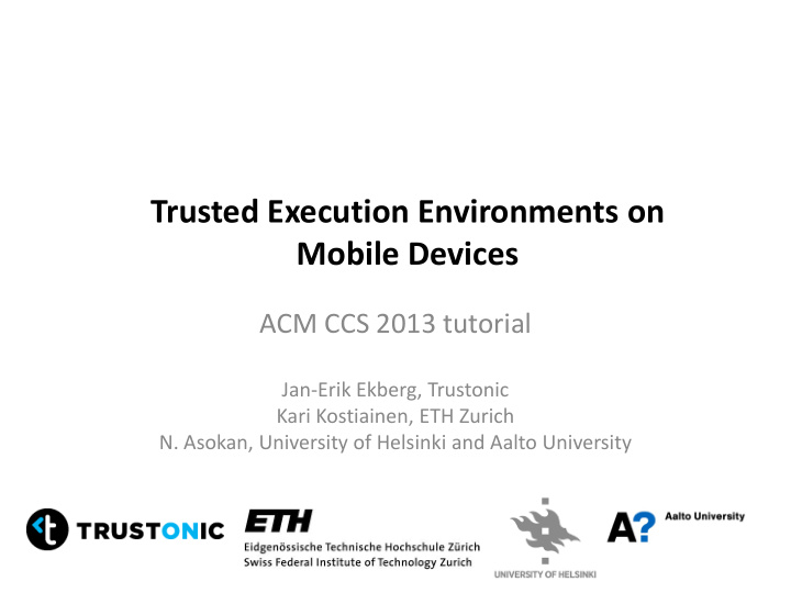 trusted execution environments on mobile devices