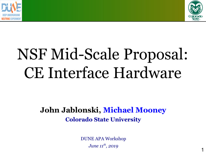 nsf mid scale proposal ce interface hardware