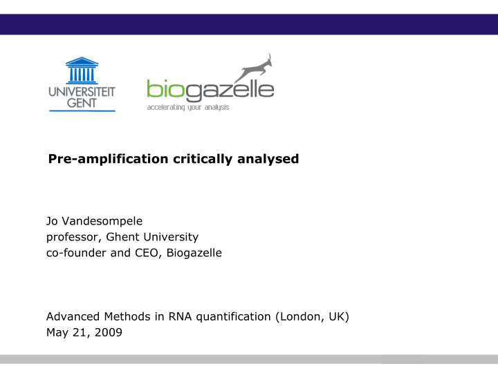 pre amplification critically analysed