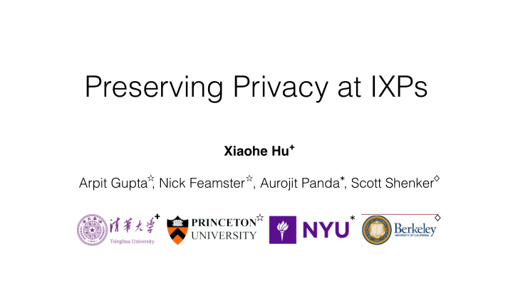 preserving privacy at ixps