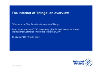 The Internet of Things: an overview  &quot;Workshop on New Frontiers in Internet of Things