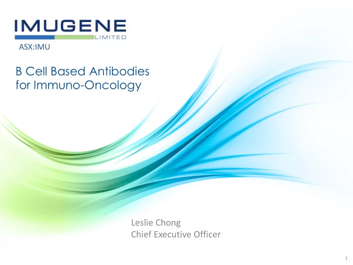 b cell based antibodies for immuno oncology