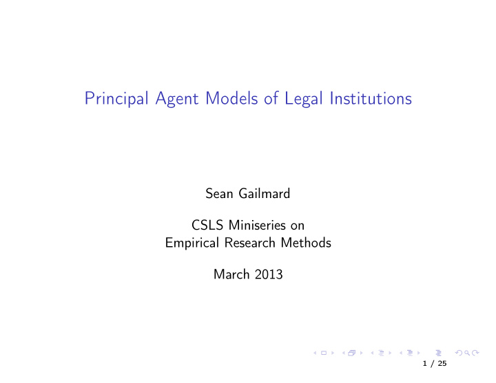 principal agent models of legal institutions