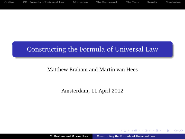 constructing the formula of universal law