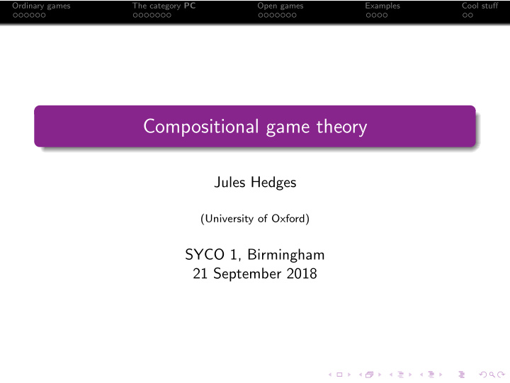 compositional game theory