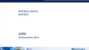 AGM  26 November 2019  Forward Looking Statements  This presentation may contain forward-looking