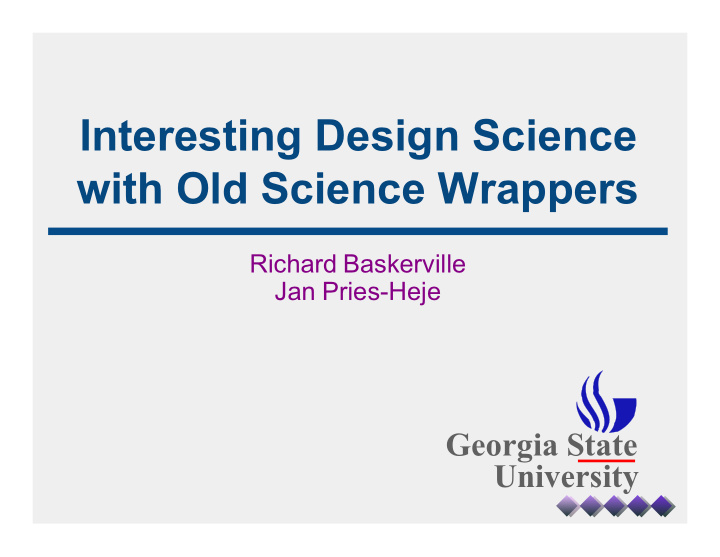 interesting design science with old science wrappers