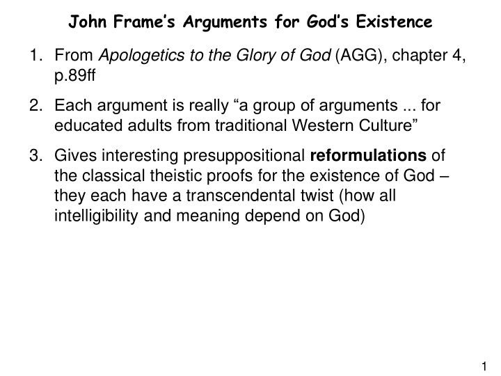 john frame s arguments for god s existence