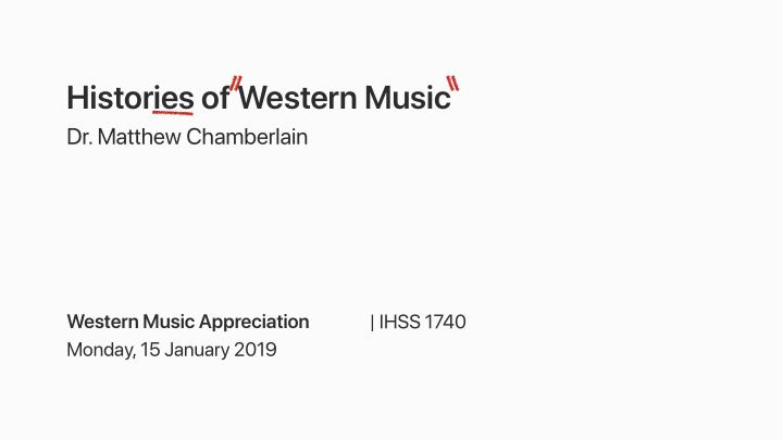 histories of western music
