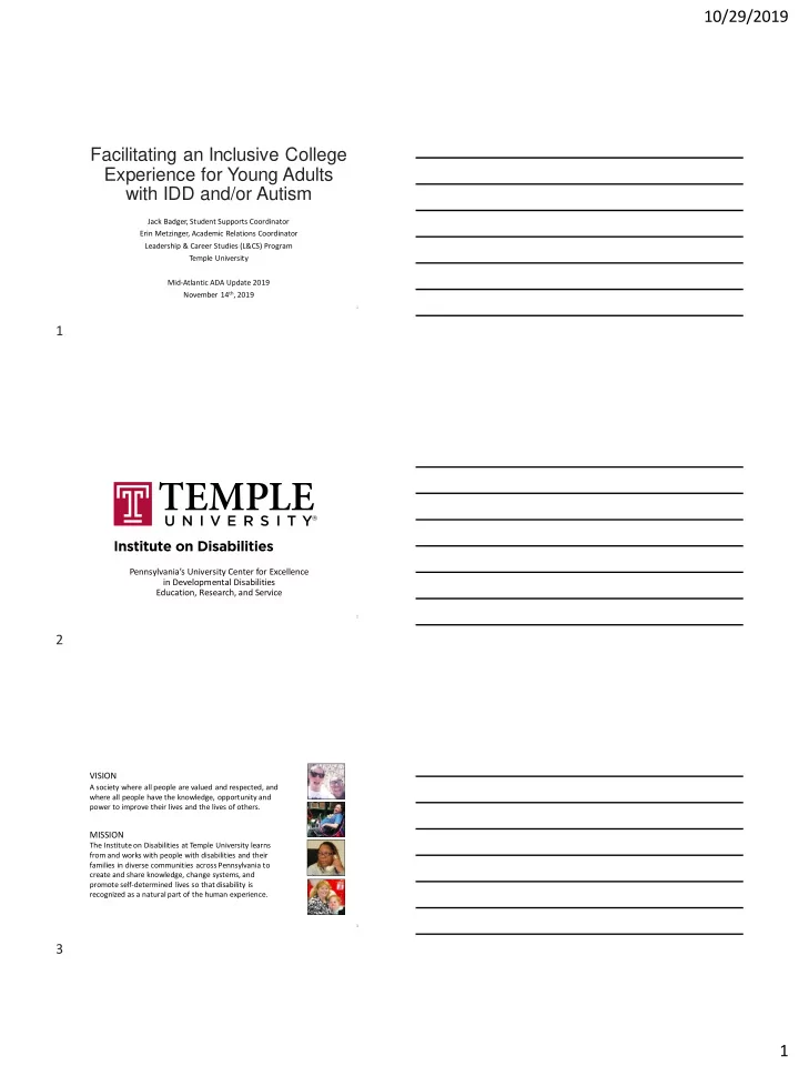 facilitating an inclusive college experience for young