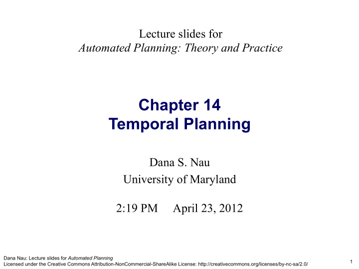 chapter 14 temporal planning