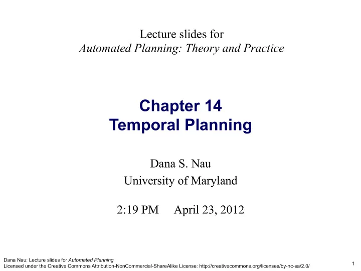 chapter 14 temporal planning