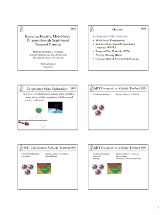 1  MIT Cooperative Vehicle Testbed  Outline   Distributed Satellites:  Spheres, Spheres,
