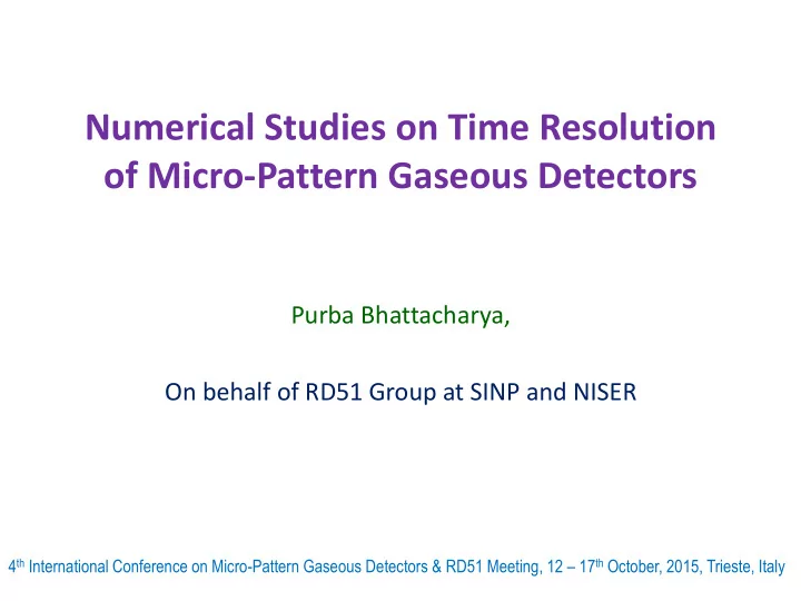numerical studies on time resolution