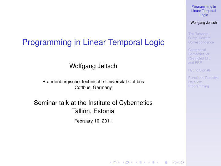 programming in linear temporal logic