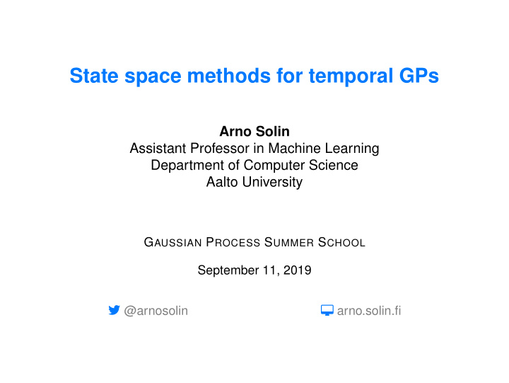 state space methods for temporal gps