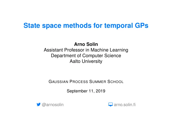 state space methods for temporal gps