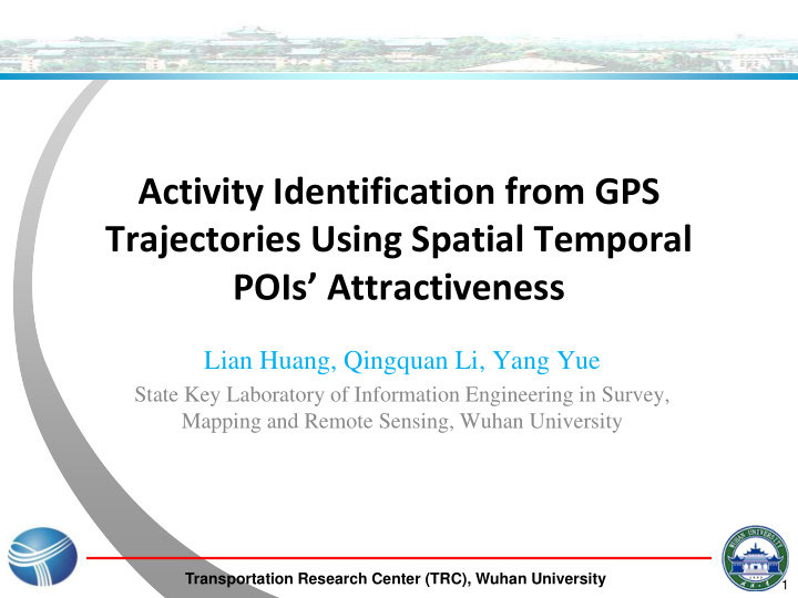 activity identification from gps trajectories using