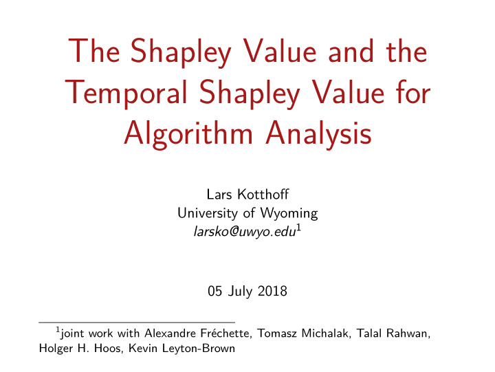 the shapley value and the temporal shapley value for