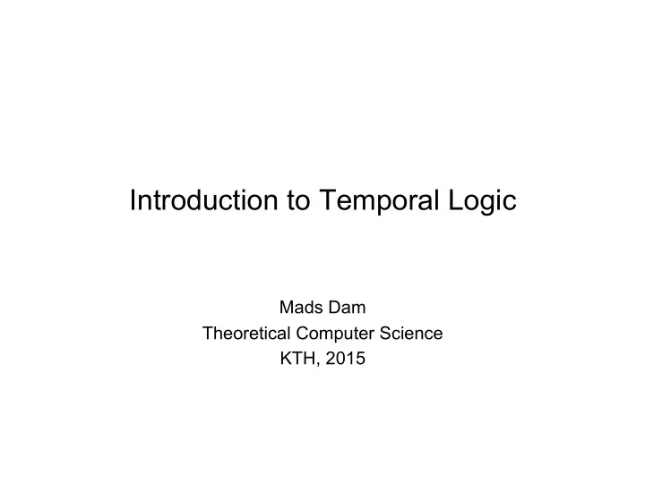 introduction to temporal logic