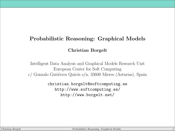 probabilistic reasoning graphical models