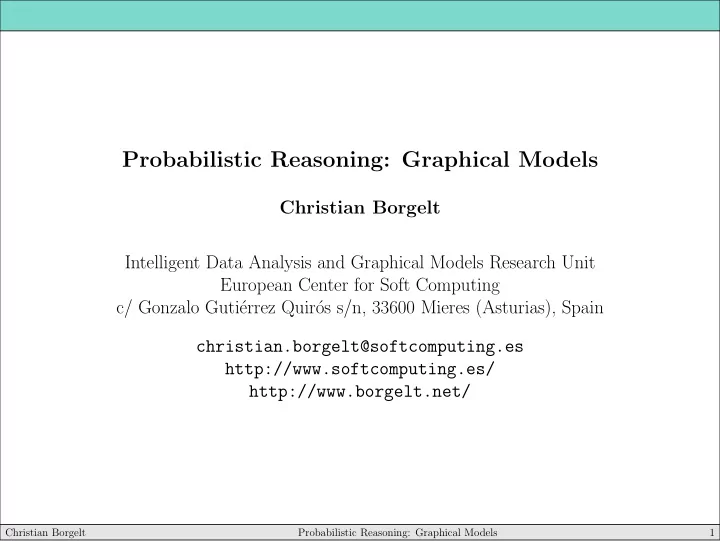 probabilistic reasoning graphical models