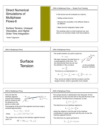 Surface  a small segment of the front.  For  two-dimensional flows we can use  Tension  the