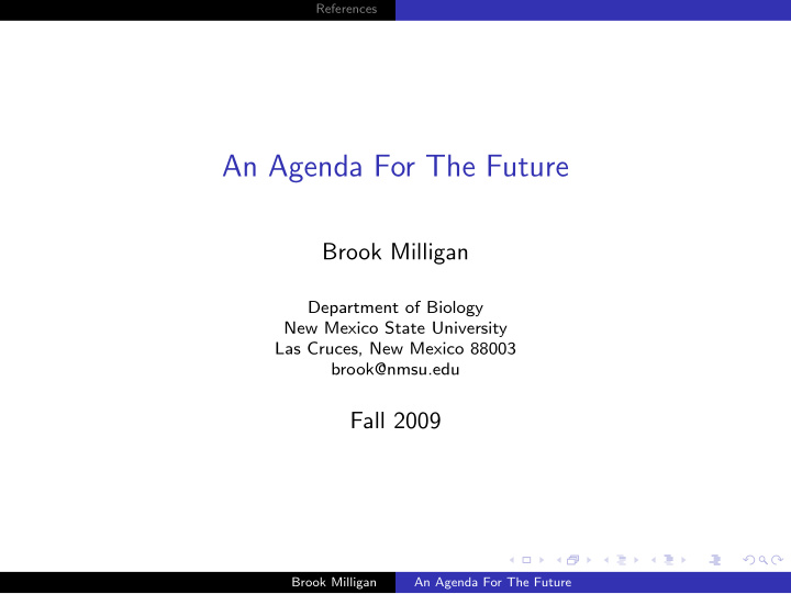 an agenda for the future