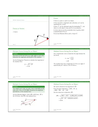 Forces  MCV4U: Calculus &amp; Vectors A force is a push or a pull on an object.  A force has both a
