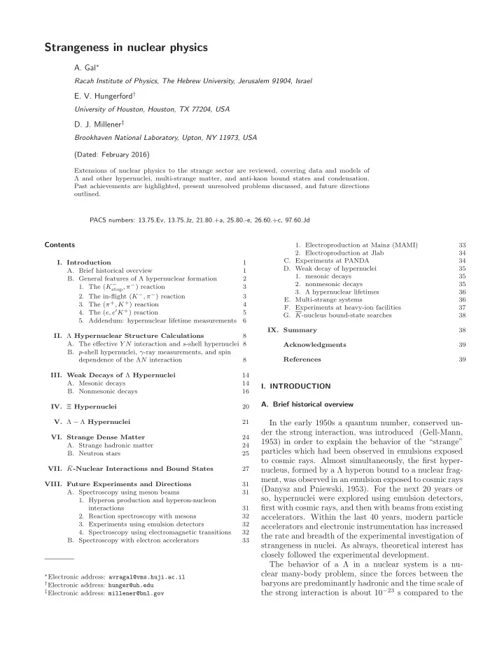 strangeness in nuclear physics